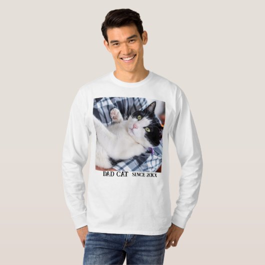 Daddy cat since Photo cute cat Tシャツ (正面フル)