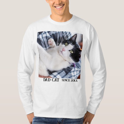 Daddy cat since Photo cute cat Tシャツ (正面)