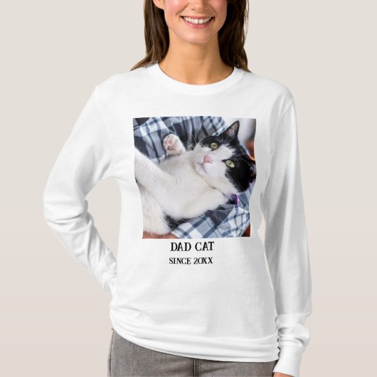 Daddy cat since Photo cute cat Tシャツ (正面)