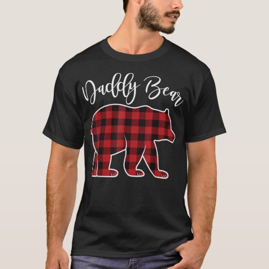 Daddy Dad Bear Pajama Red Buffalo Xmas Family Chri Tシャツ (正面)