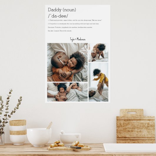 Daddy Definition パーソナライズされた 4枚の写真コラージュ ポスター (キッチン)