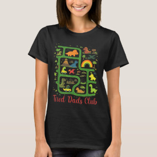 Daddy Dinosaur Dino Land Map Tired Dads Club Tシャツ
