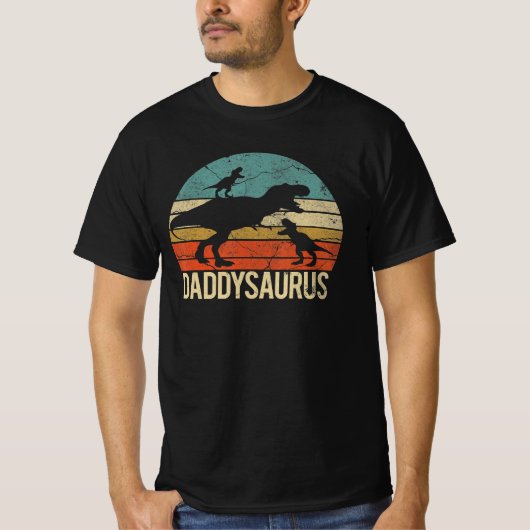 Daddy Dinosaurus Daddaysaurus 2 Two kids christmas Tシャツ (正面)