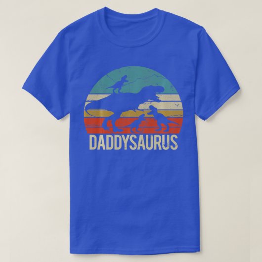 Daddy Dinosaurus Daddaysaurus 3人の子供クリスマスchris Tシャツ (デザイン正面)