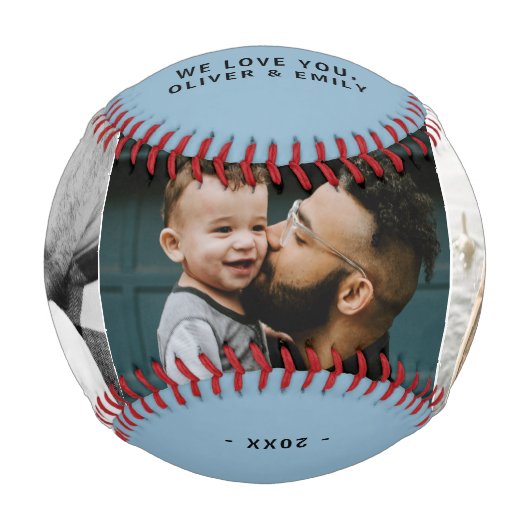 Daddy Dusty Blue Father's Day 3 Photo Collage 野球ボール (正面)