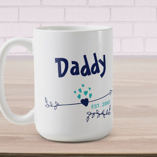 Daddy Est 20xxハート&アローツトーンブルー コーヒーマグカップ