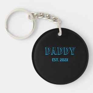 Daddy Est Year Father's Dayはっきりしたタイポグラフィ写真 キーホルダー