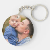 Daddy Est Year Father's Dayはっきりしたタイポグラフィ写真 キーホルダー (裏面)