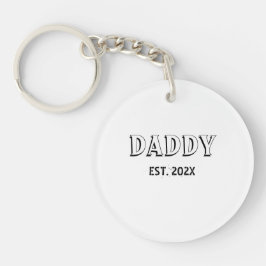 Daddy Est Year Father's Dayはっきりしたタイポグラフィ写真 キーホルダー