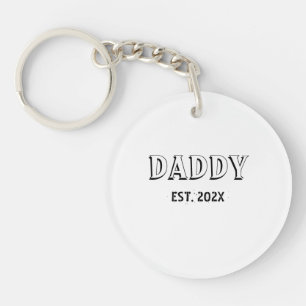 Daddy Est Year Father's Dayはっきりしたタイポグラフィ写真 キーホルダー