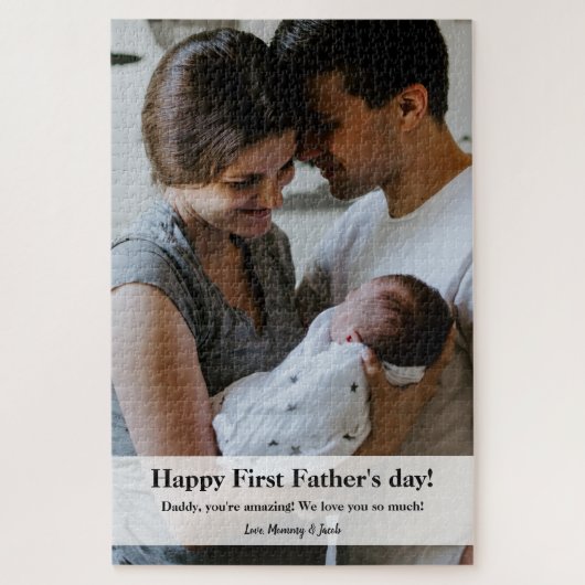 Daddy Family Photo First Father's day ジグソーパズル (縦)
