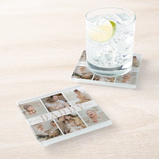 "Daddy" Fanteers Day Kids Photo Collage Coaster ガラスコースター (アングル)