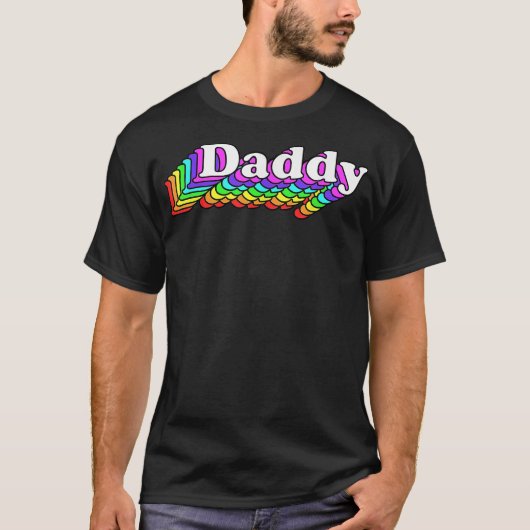 Daddy, Gay Daddy Bear, Retro LGBT Rainbow, LGBTQ P Tシャツ (正面)