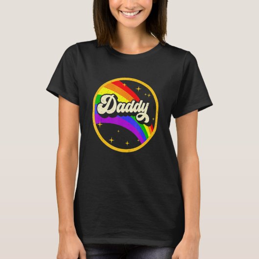Daddy Gay Pride Month LGBTQ Fathers Day Rainbow Fl Tシャツ (正面)