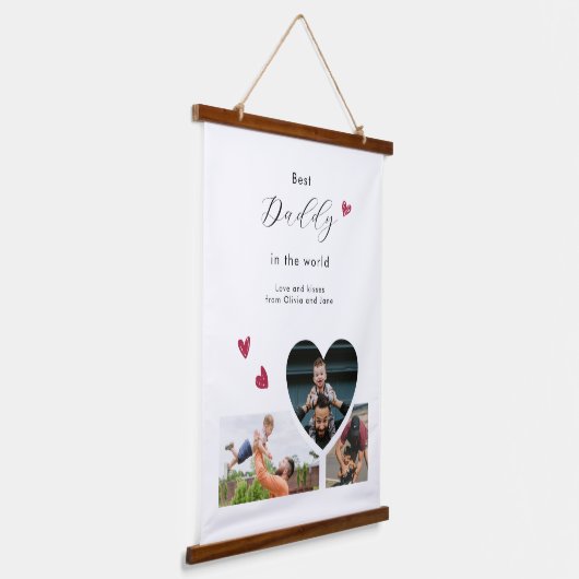Daddy Gift独自の3つのフォトコラージュを作成 吊り下げ型タペストリー (傾斜あり)