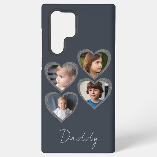 Daddy Grey Hearts Four Kids Photo Collage  Samsung Galaxyケース (裏面)