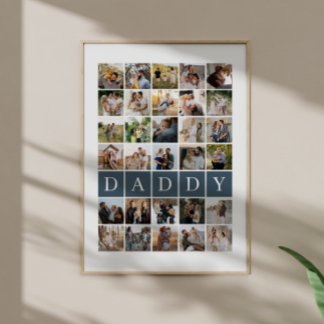 Daddy Grid 30 Photo Collage Family Keepsake ポスター
