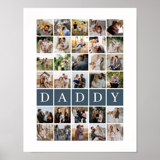 Daddy Grid 30 Photo Collage Family Keepsake ポスター (正面)