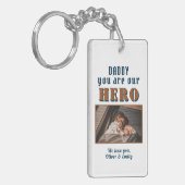 Daddy Hero Father Keepsake Family Photo キーホルダー (正面左)