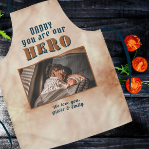 Daddy Hero Water Color Father Keepsake Family Phot エプロン