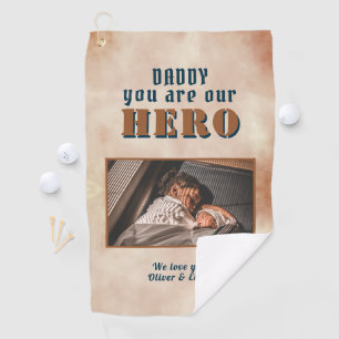 Daddy Hero Water Color Father Keepsake Family Phot ゴルフタオル