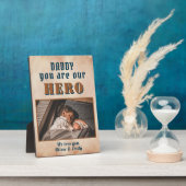 Daddy Hero Water Color Father's Day Family Photo フォトプラーク (側面)