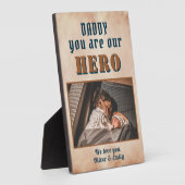 Daddy Hero Water Color Father's Day Family Photo フォトプラーク (側面)