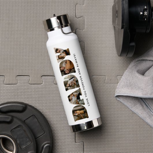 DADDY Letter Photo Collage ウォーターボトル (ジム (回転後))