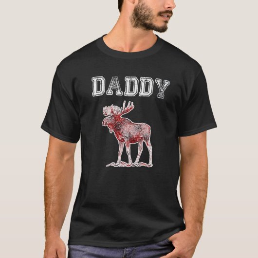 DADDY moose Men Red Plaid Christmas Pajama Family  Tシャツ (正面)
