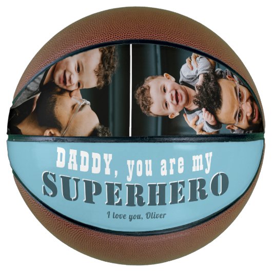 Daddy My Superhero Father's Day 2 Photo Collage バスケットボール (正面)