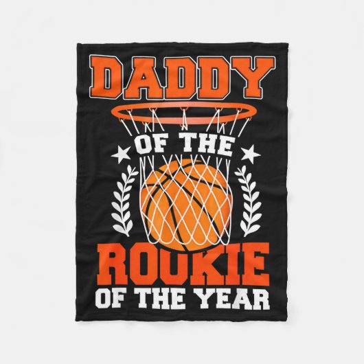 Daddy Of Rookie 1st Basketball Bday Theme Matching フリースブランケット (正面)