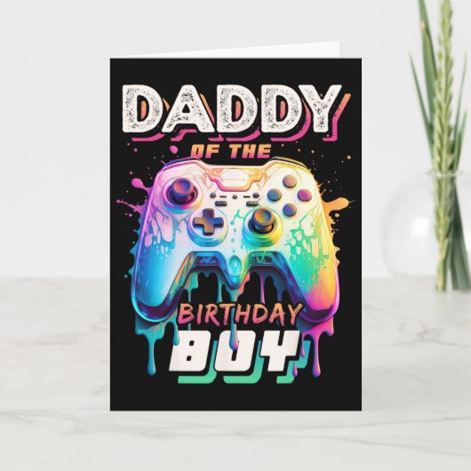 Daddy Of The Birthday Boy Matching Video Game Birt カード (正面)