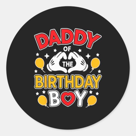 Daddy Of The Birthday Boy Shirt Matching Dad Son F ラウンドシール (正面)