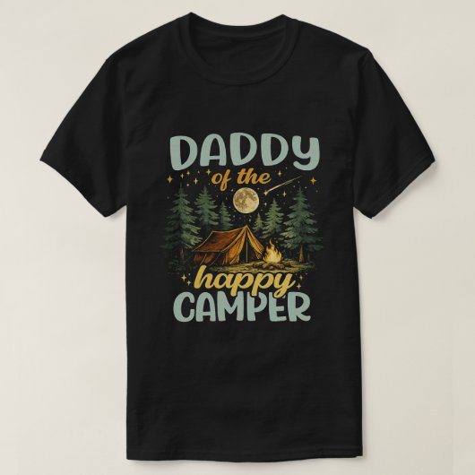 Daddy of the Happy Camper Retro Camping Shirt Tシャツ (デザイン正面)