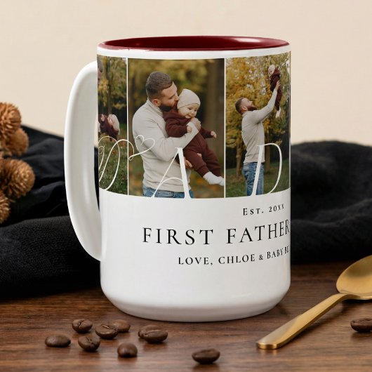 Daddy Photo Collage First Father's Day Keepsake ツートーンマグカップ