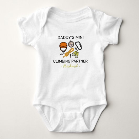 Daddy’s Mini Climbing Partner Cute Climber ベビーボディスーツ (正面)