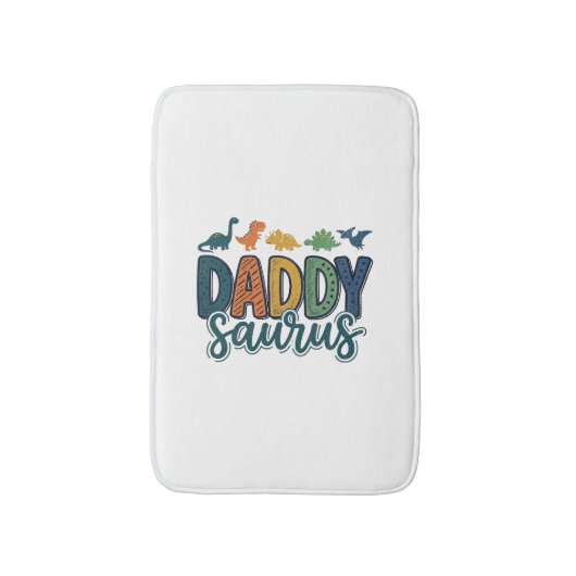 Daddy Saurus Cute Dinosaur Dad Vector Design_1 バスマット (正面縦)
