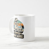 Daddy Saurus Retro Dinosaur Sunset Shirt Design_1 コーヒーマグカップ (正面左)