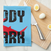 Daddy Sharkグラフィッ擦り切れたク キッチンタオル (四つ折り)