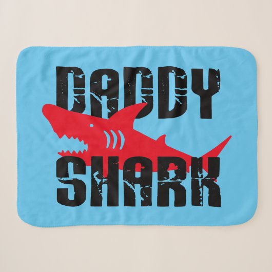 Daddy Sharkグラフィッ擦り切れたク シェルパブランケット (正面(横))