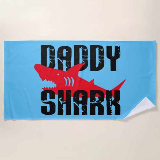 Daddy Sharkグラフィッ擦り切れたク ビーチタオル (正面)