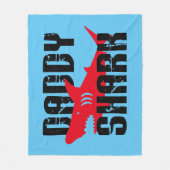 Daddy Sharkグラフィッ擦り切れたク フリースブランケット (正面)