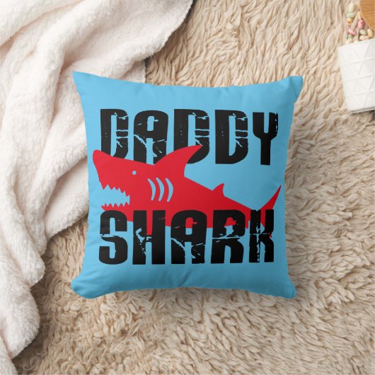 Daddy Sharkグラフ擦り切れたィック クッション (ブランケット)