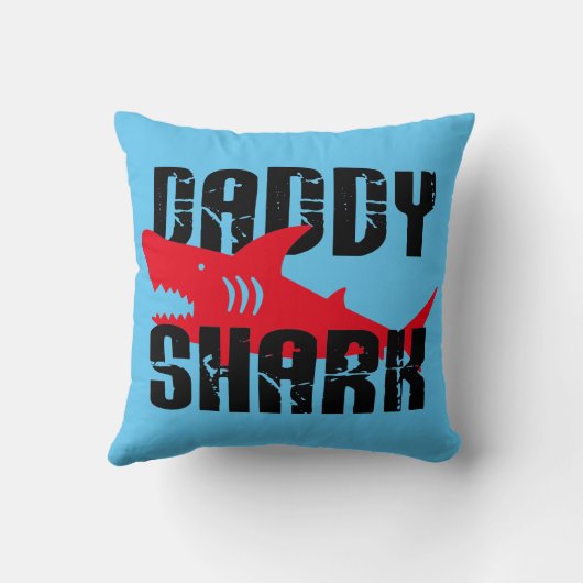 Daddy Sharkグラフ擦り切れたィック クッション (裏面)