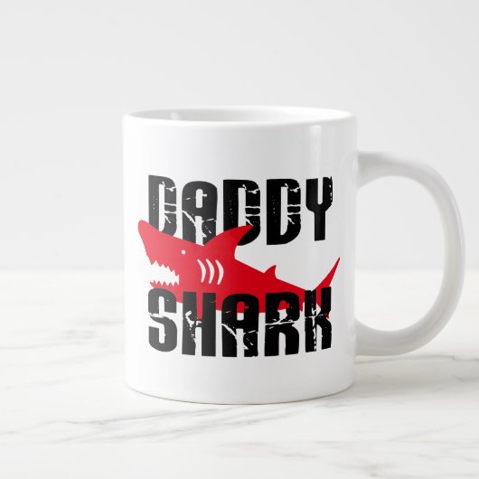 Daddy Sharkグラフ擦り切れたィック ジャンボコーヒーマグカップ (右)
