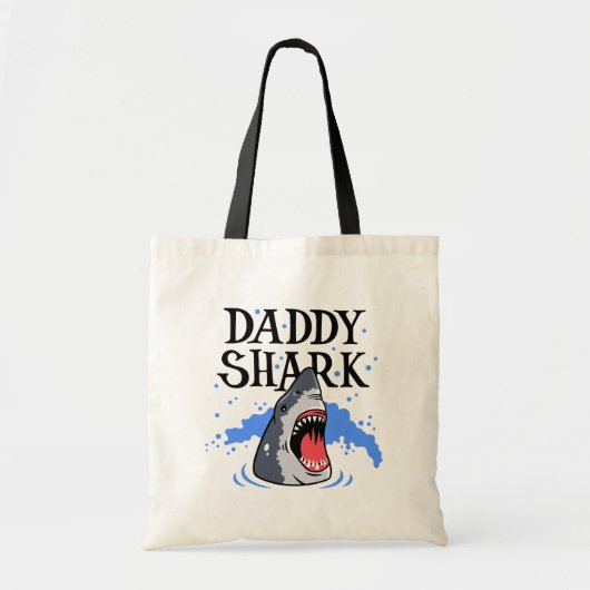Daddy Shark – 白素晴らし色 トートバッグ (正面)