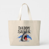 Daddy Shark – 白素晴らし色 ラージトートバッグ (裏面)