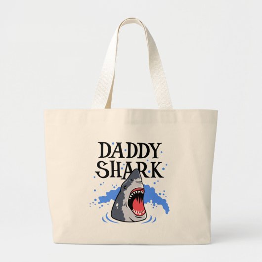 Daddy Shark – 白素晴らし色 ラージトートバッグ (正面)