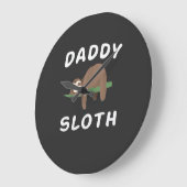 Daddy Sloth Matching Family Funny Sleeping sloths  ラージ壁時計 (傾斜)