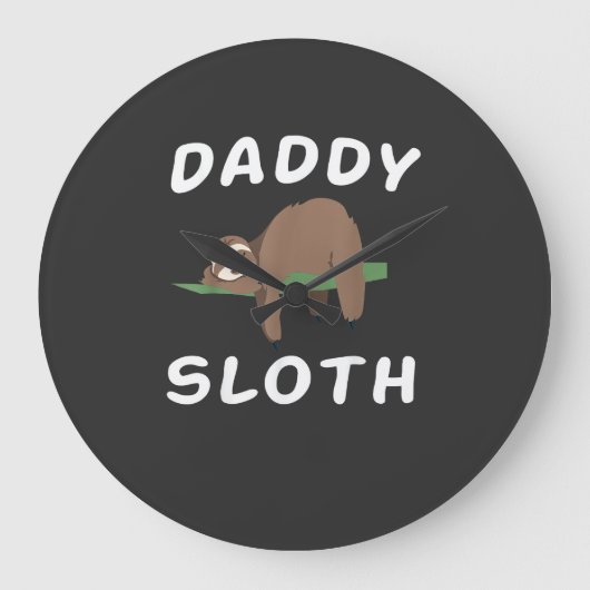 Daddy Sloth Matching Family Funny Sleeping sloths  ラージ壁時計 (正面)